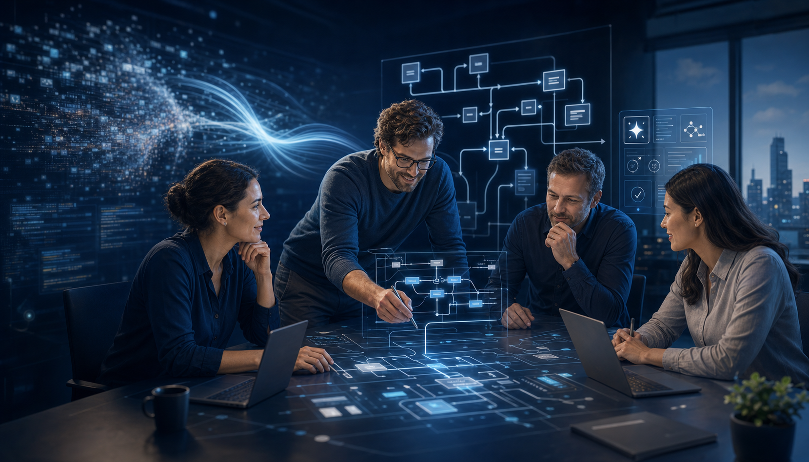 Team collaboration supported by AI and well-structured digital processes